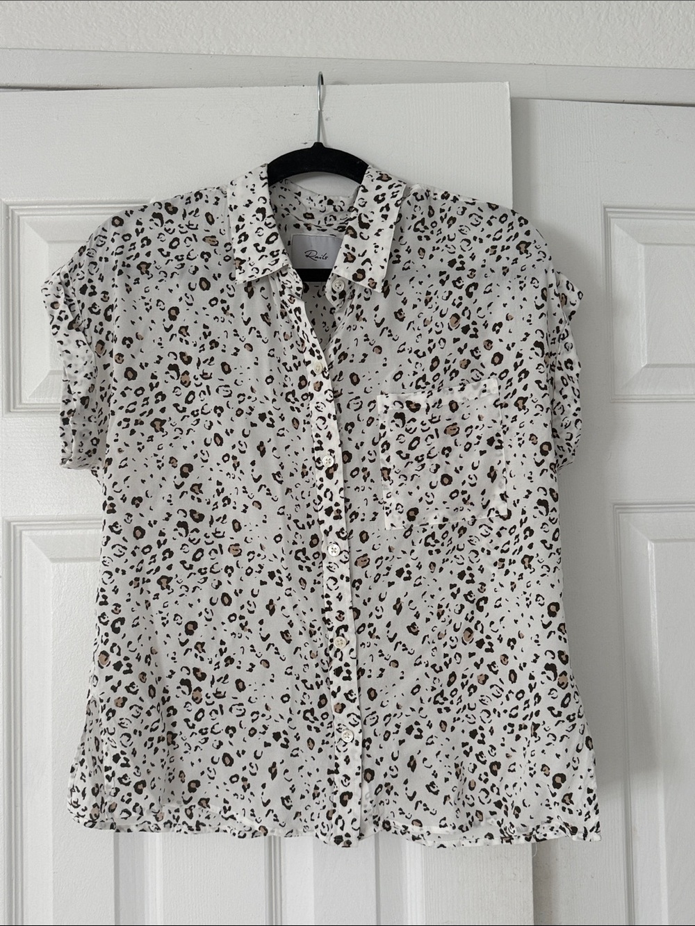 RAILS Whitney White Mocha Leopard BlouseI